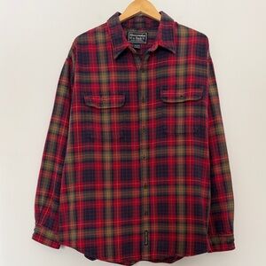 Abercrombie & Fitch Vintage Heavy Weight Red and Green Plaid Flannel Shirt